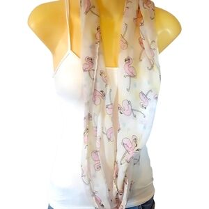 Soft pastel Flamingo scarf with blue hearts